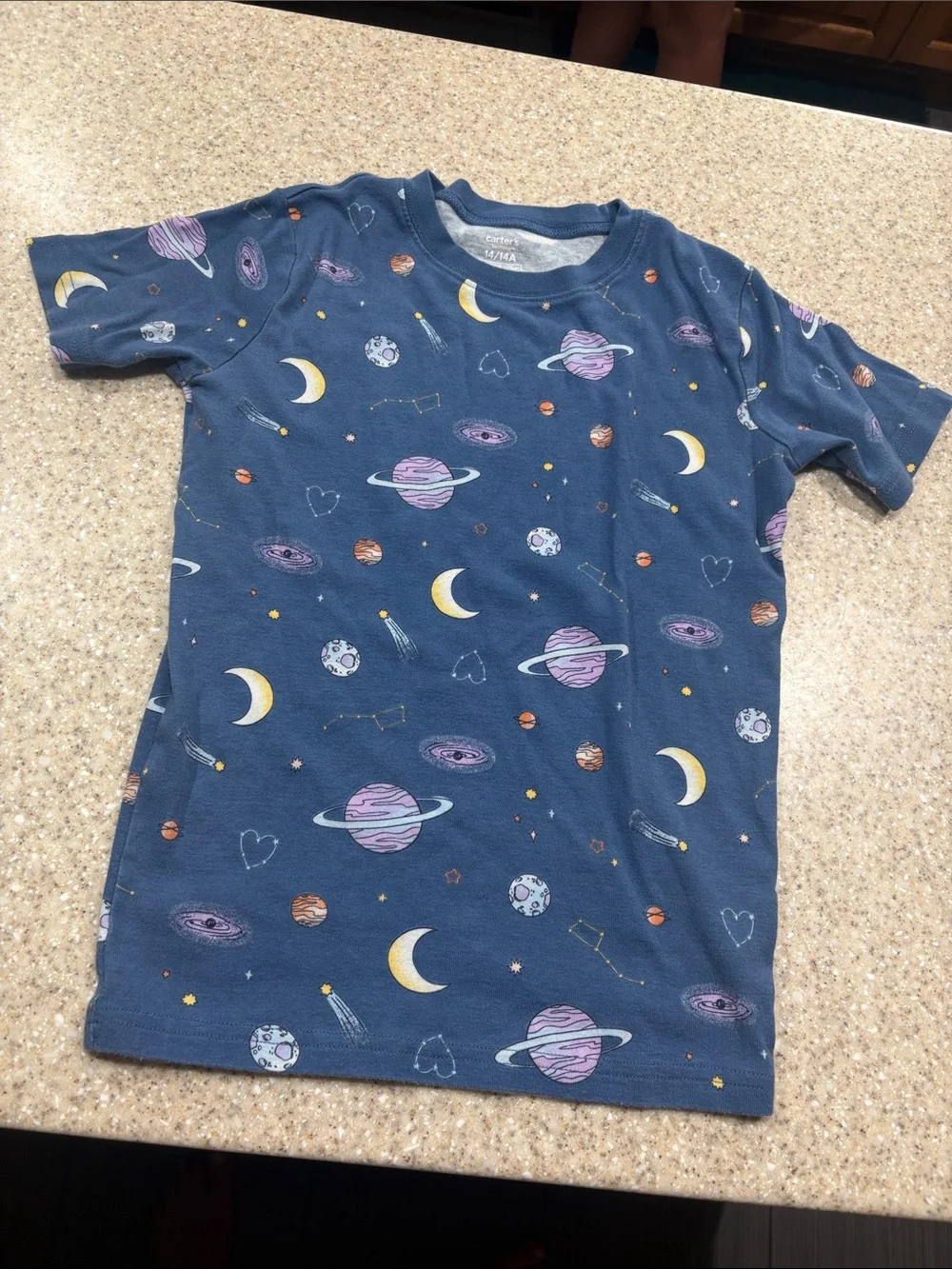 Carters size 14 shorts and short sleeve pajamas space theme 100% cotton